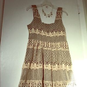 American rag black dress with cream lace